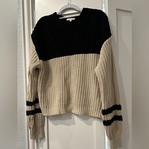Z Supply Cable Knit Black and Cream Sweater